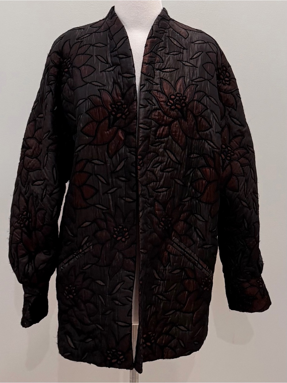Vintage Pisanti Quilted Floral Oversized Jacket - Black/Brown
